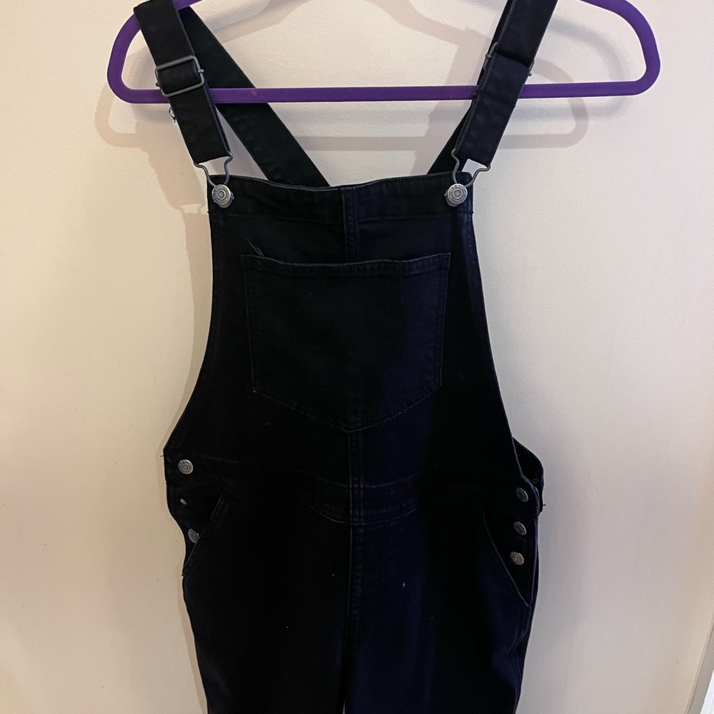 Old Navy Womens Black full length skinny leg overalls Size 10p